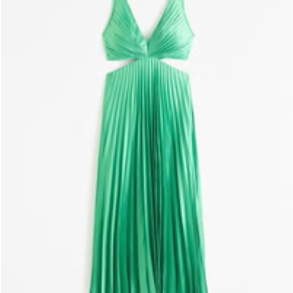 Abercrombie Giselle Pleated cut out Elegant Green Dress large petite